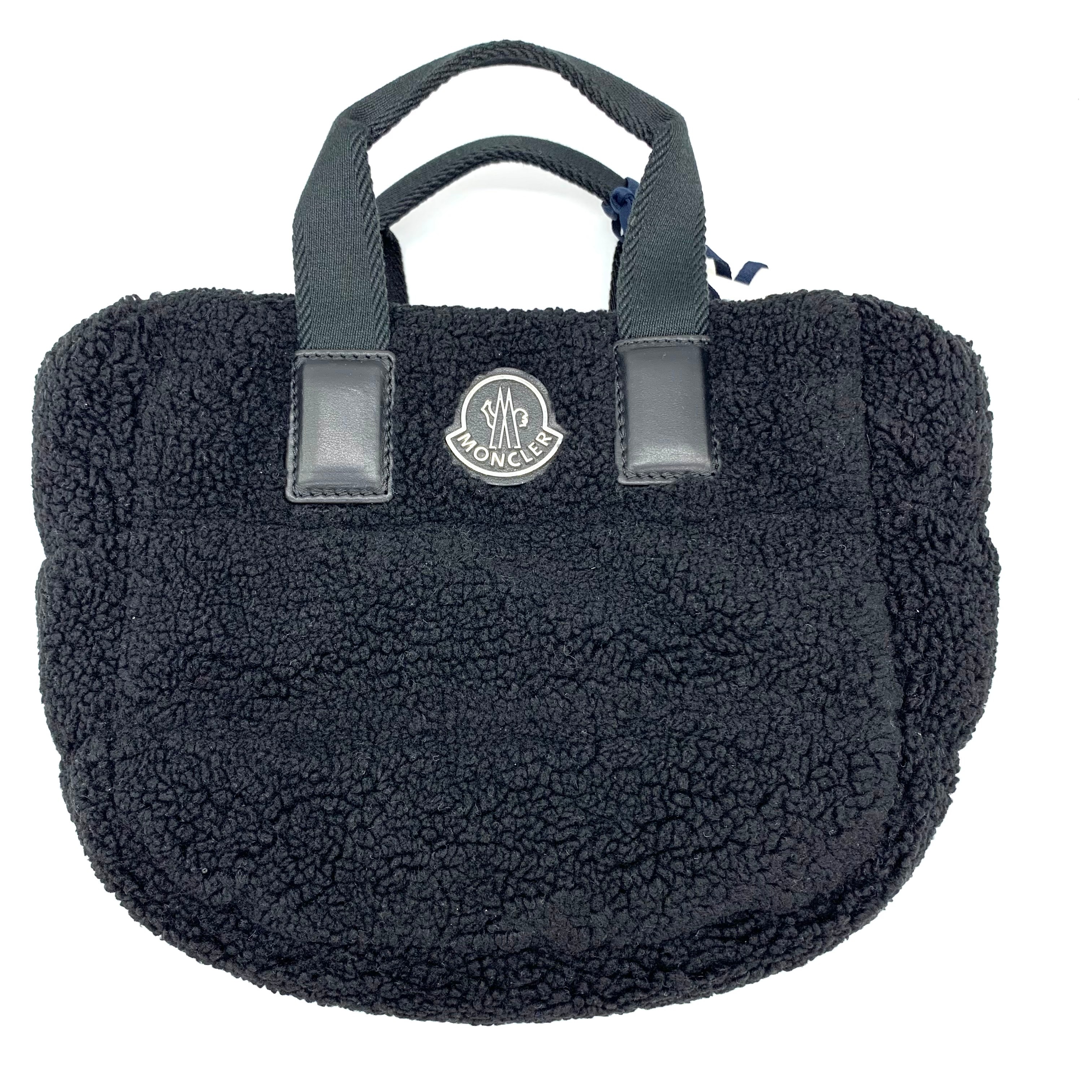 MONCLER Women's Mini Caradoc Fleece Boa Bag "Black"