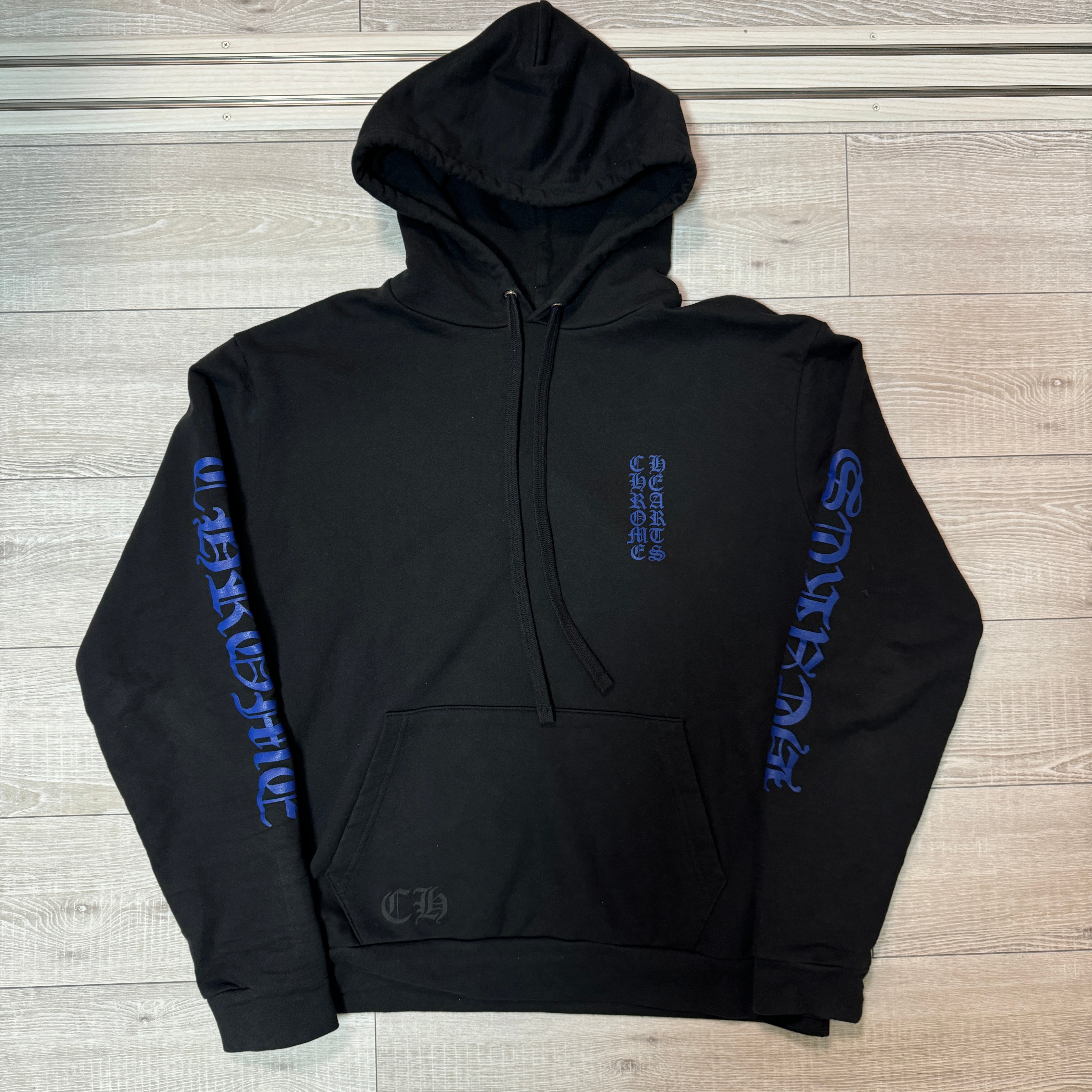 Chrome Hearts Vertical Logo Pullover Hoodie "Black/Blue"