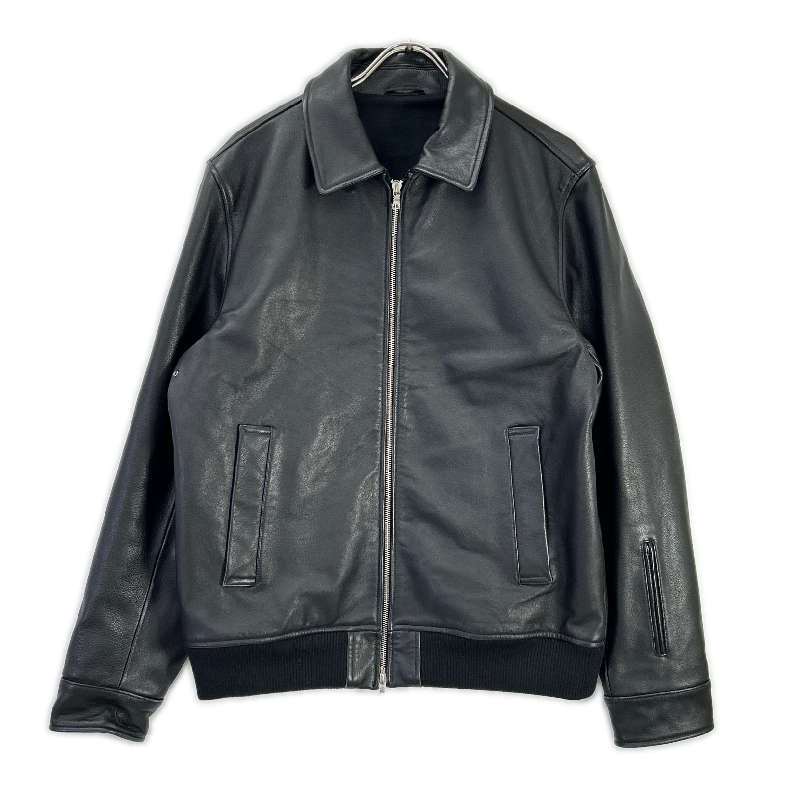 ソフネット SOPH-222003 22AW ブラック カーフレザー LEATHER ZIP JACKET L
