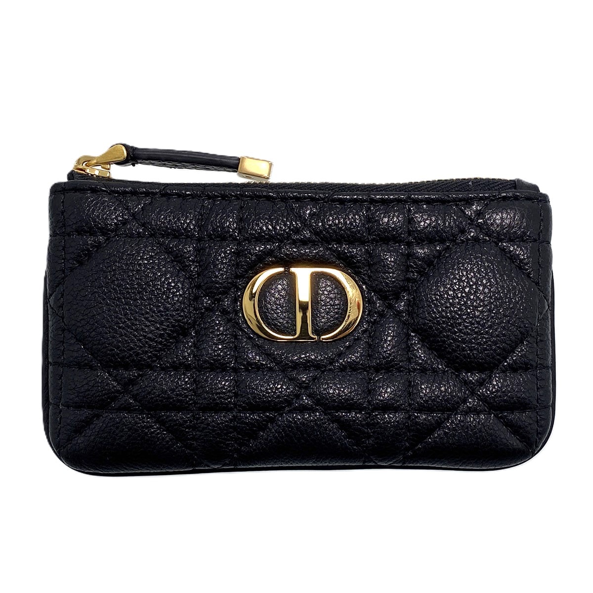 Dior ディオール カロ コインケース キーケース S5158UWHC レザー ブラック ゴールド金具 レディース【中古】