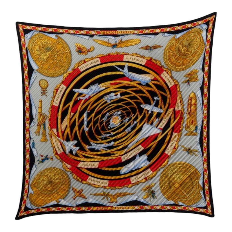 エルメス カレ70 プリーツ 夢の空間 Rêves d'Espace スカーフ マルチカラー シルク レディース HERMES 【中古】
