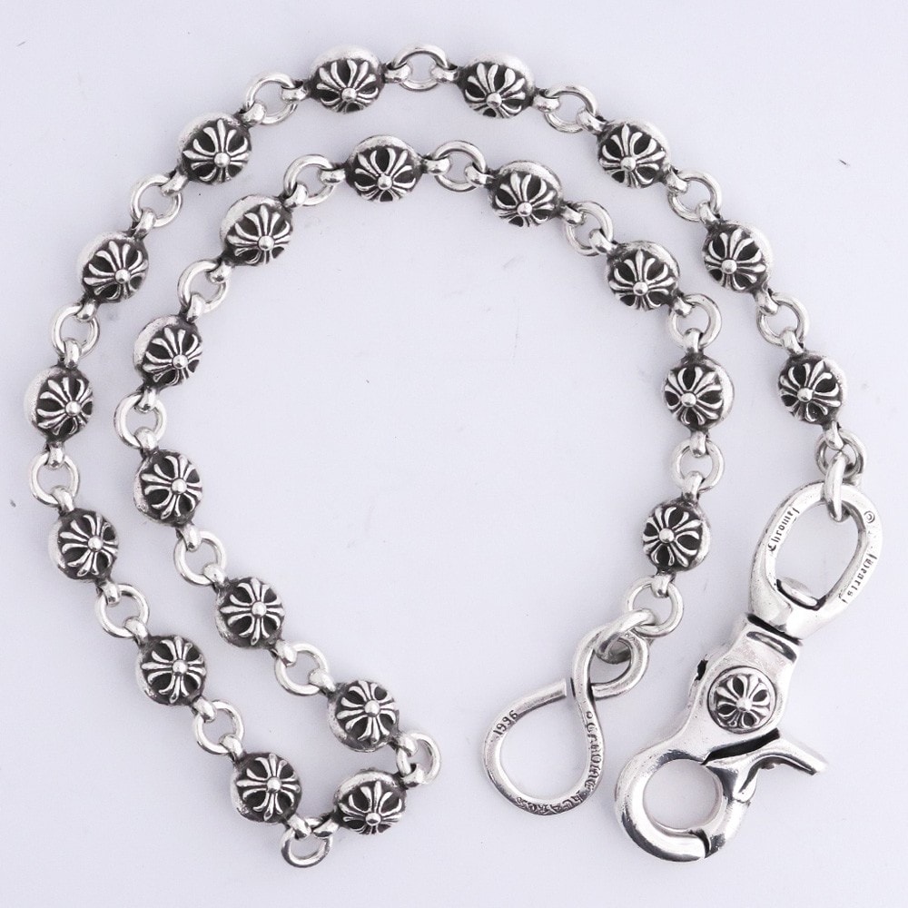 Chrome Hearts 1 Clip #2 Cross Ball Wallet Chain Long "Silver"