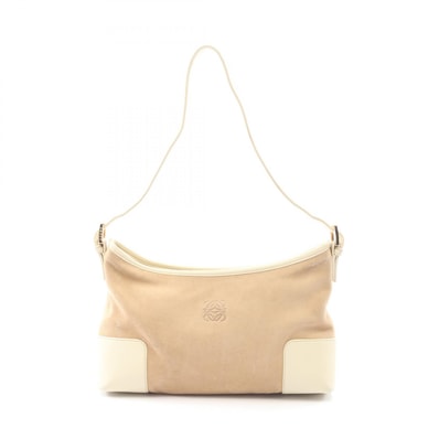 ロエベ LOEWE アナグラム ショルダーバッグ バッグ スウェード レザー レディース ベージュ系 / アイボリー系 【中古】