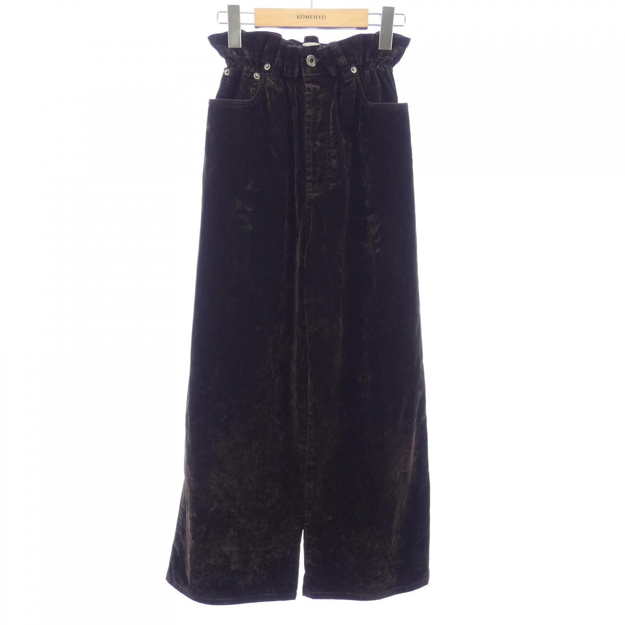 ミュウミュウ MIU MIU MIU MIUロゴ ウォッシュド フロック加工 MP1725 SOOO 157Y パンツ