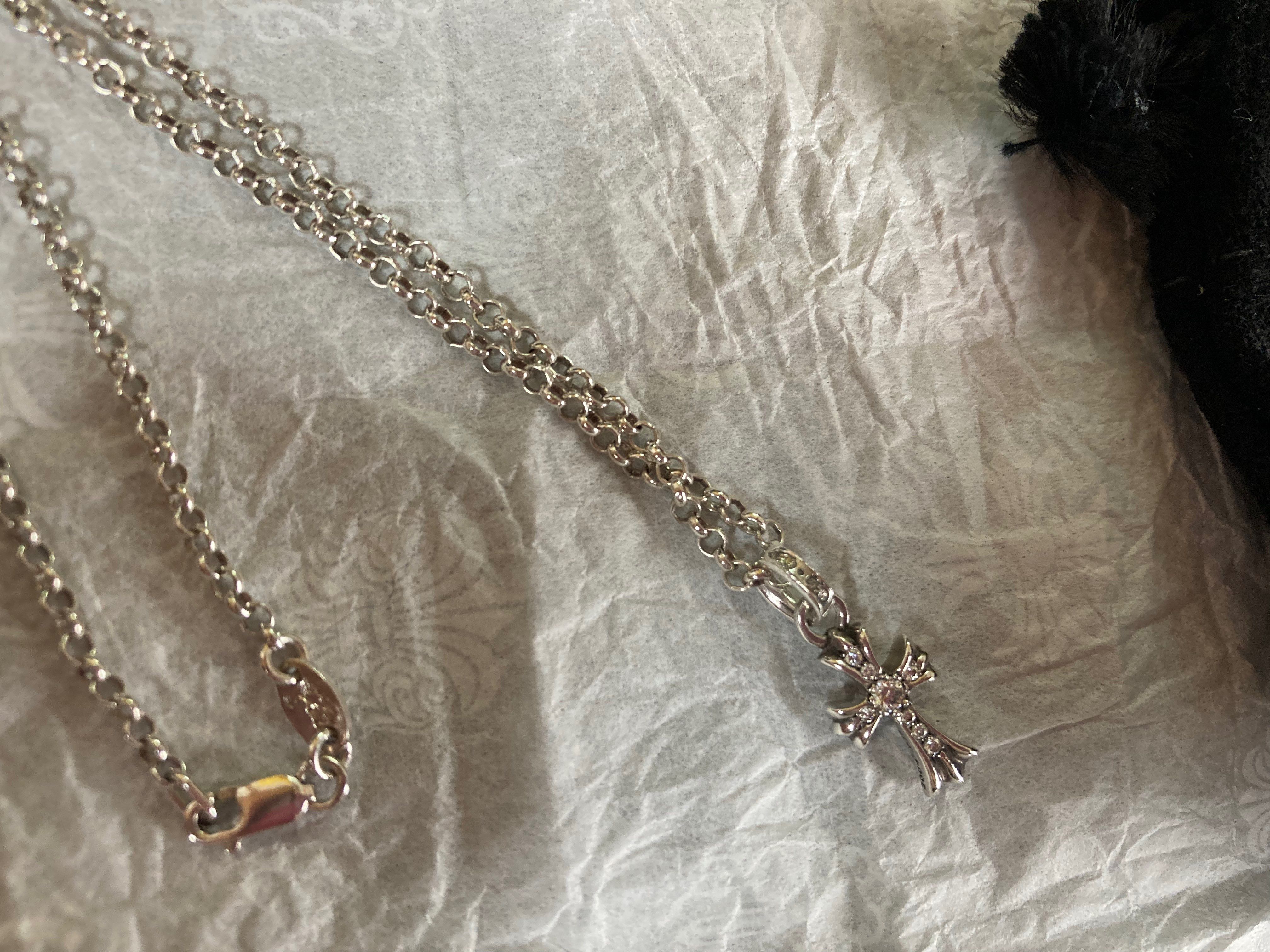 Chrome Hearts K18 WG CH Cross Baby Fat Charm with Pave Diamond "Silver"