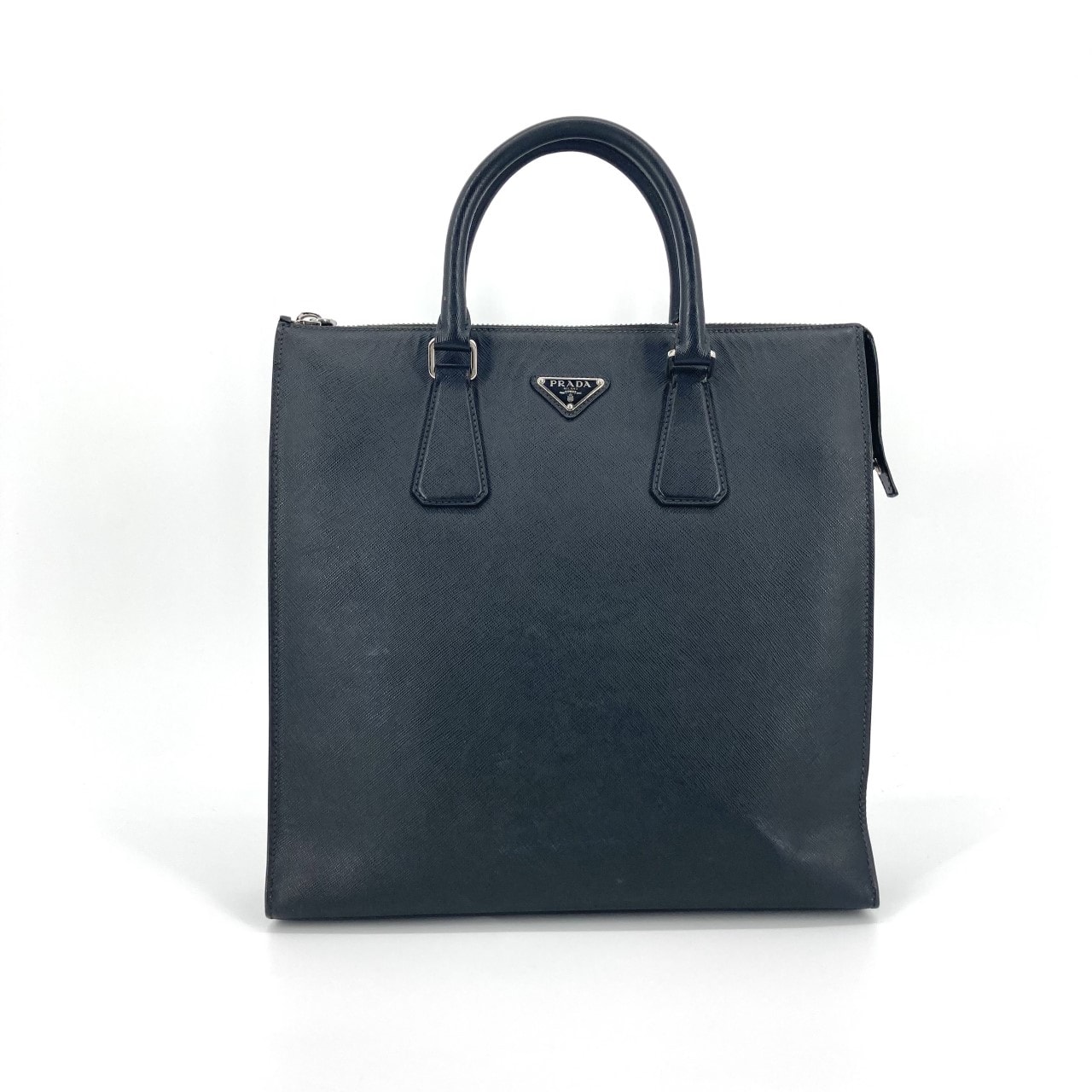 PRADA(プラダ) サフィアーノレザー トライアングルロゴ トートバッグ ネイビー
