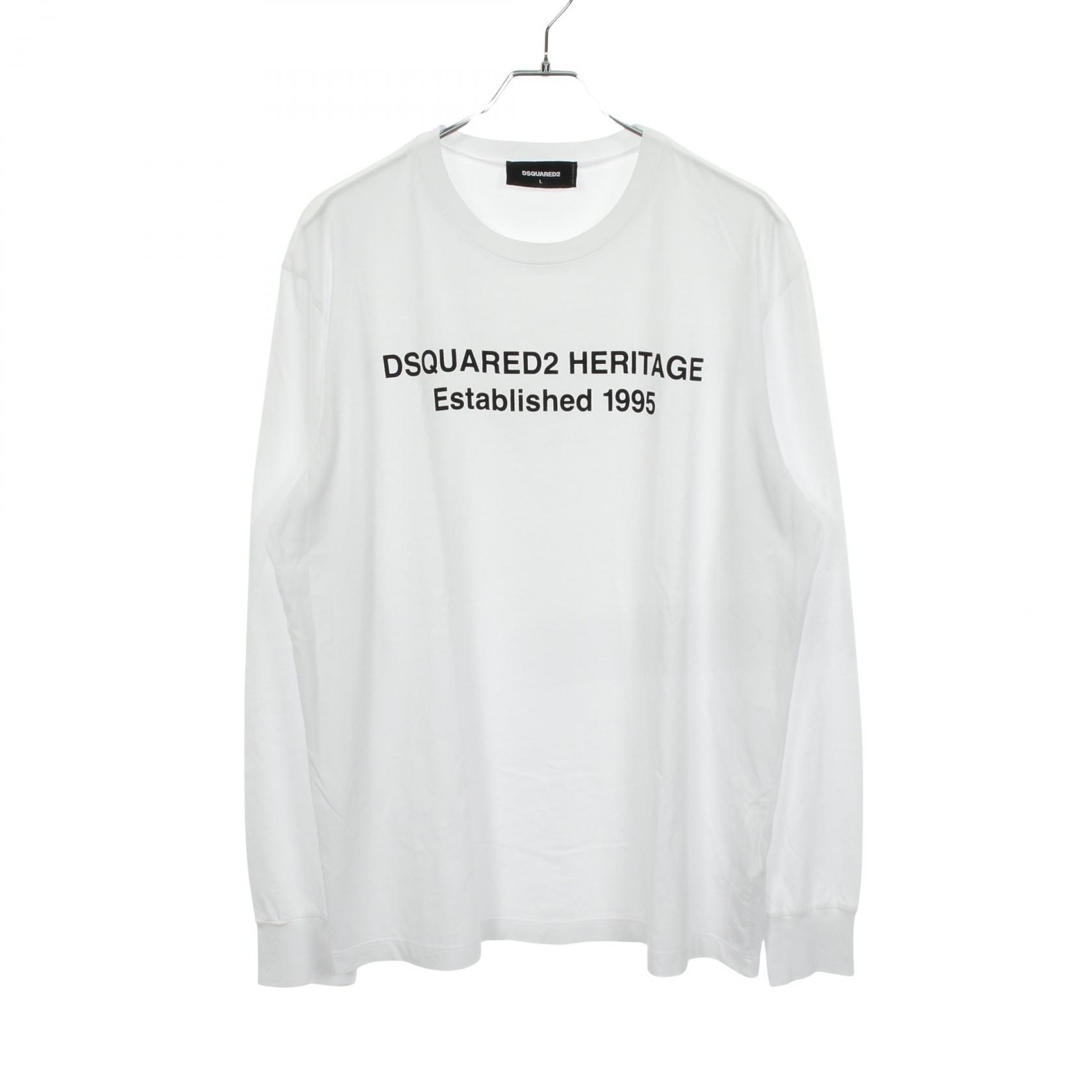 ディースクエアード DSQUARED2 ロゴプリント 長袖Tシャツ 衣料品 トップス コットン メンズ ホワイト系 S74GD1480 【中古】