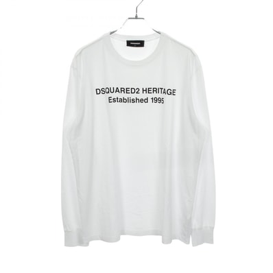 ディースクエアード DSQUARED2 ロゴプリント 長袖Tシャツ 衣料品 トップス コットン メンズ ホワイト系 S74GD1480 【中古】
