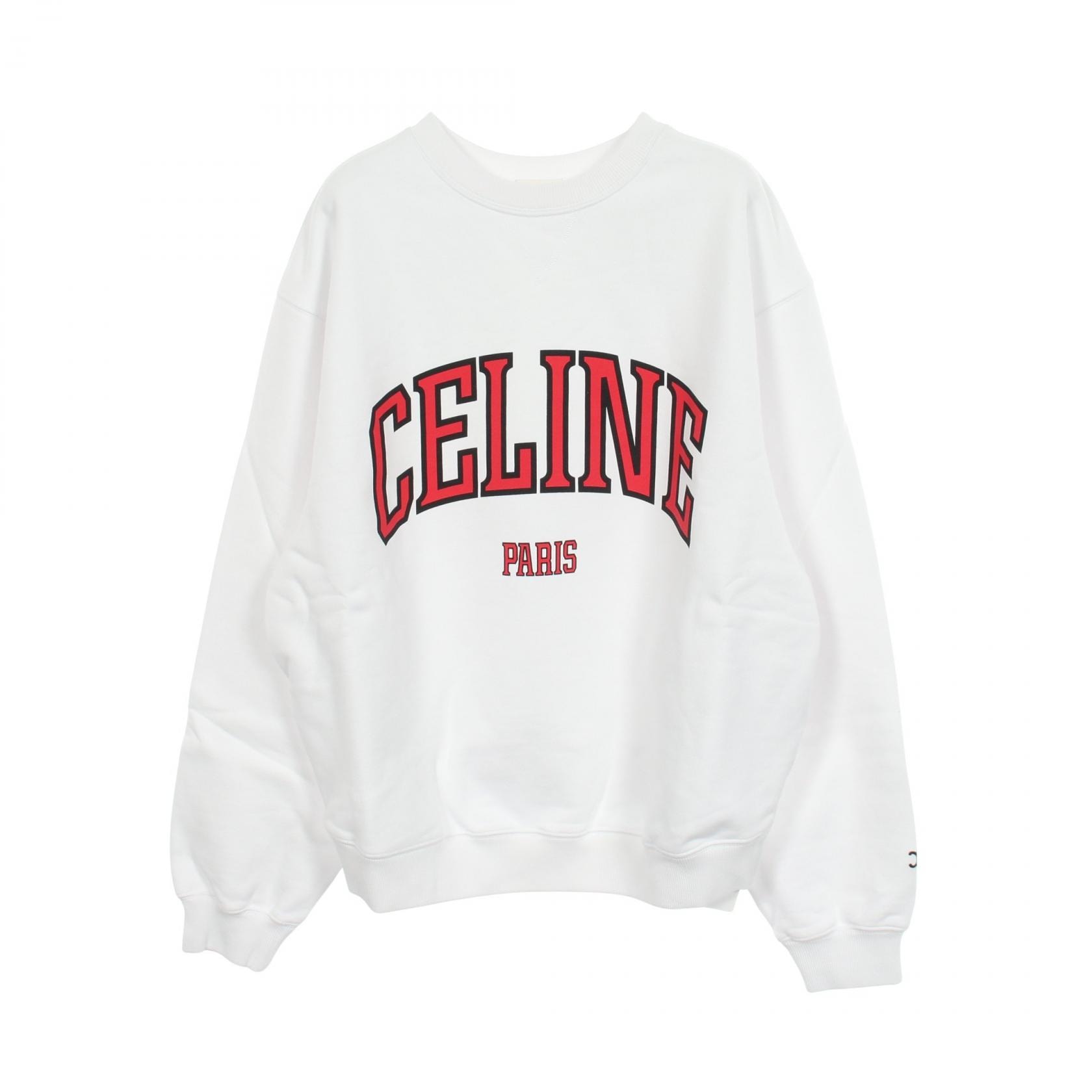 セリーヌ CELINE ロゴプリント スウェット 衣料品 トップス コットン メンズ ホワイト系 RY119123301RBM 【新品】