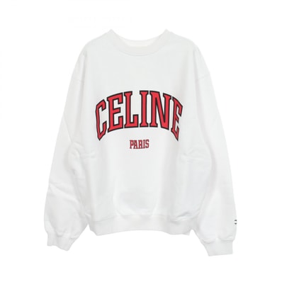 セリーヌ CELINE ロゴプリント スウェット 衣料品 トップス コットン メンズ ホワイト系 RY119123301RBM 【新品】