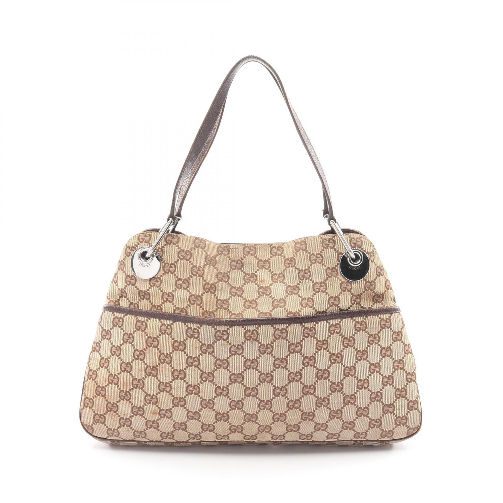 グッチ GUCCI GGキャンバス ショルダーバッグ バッグ キャンバス レザー レディース ベージュ系 / ブラウン系 121023 【中古】