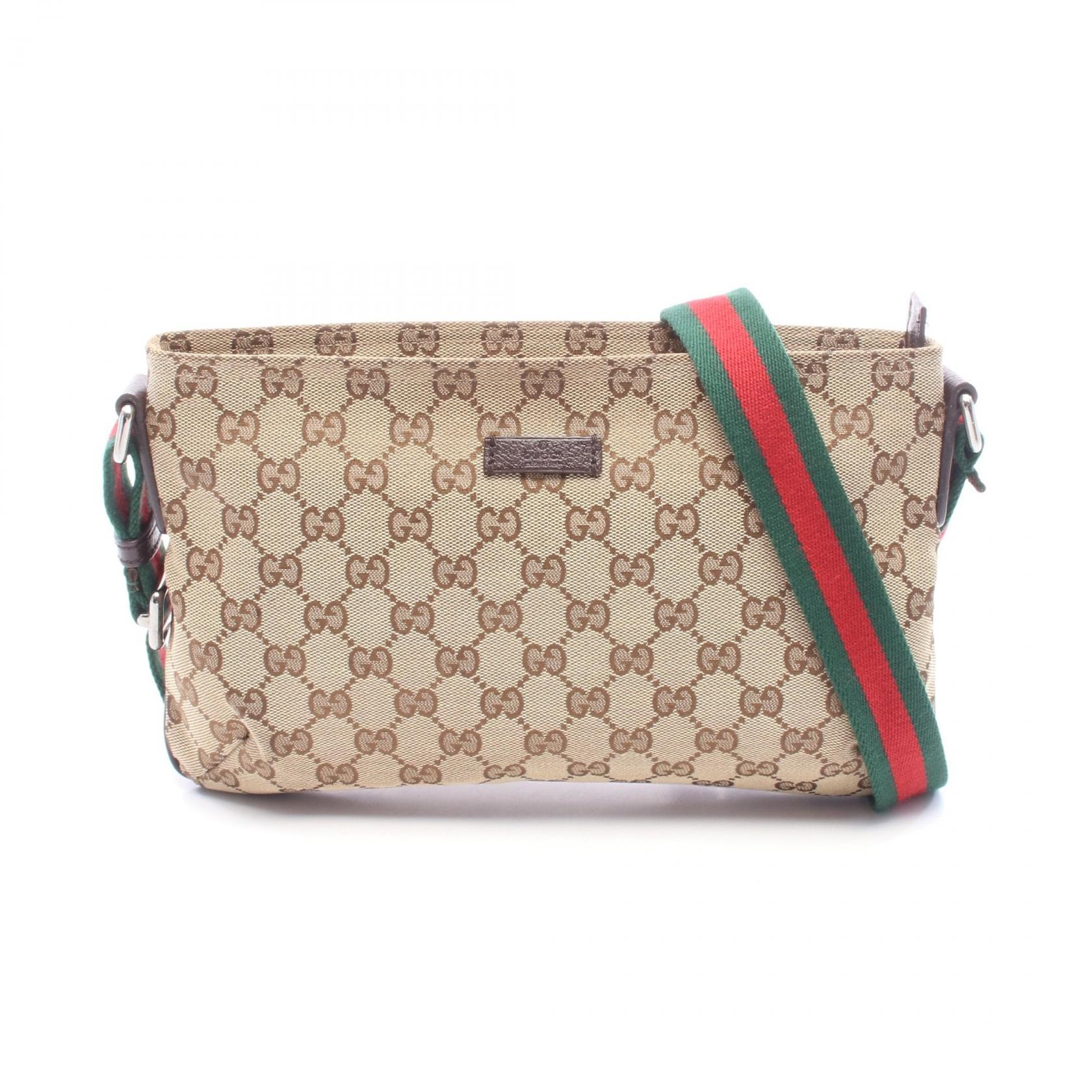 グッチ GUCCI シェリーライン GGキャンバス ショルダーバッグ バッグ キャンバス レザー レディース ベージュ系 / ブラウン系 189749 【中古】