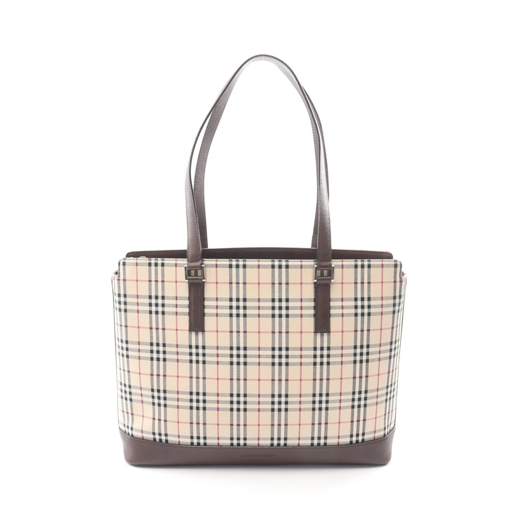 バーバリー BURBERRY ノバチェック トートバッグ バッグ キャンバス レザー レディース ベージュ系 / ブラウン系 / マルチカラー 【中古】