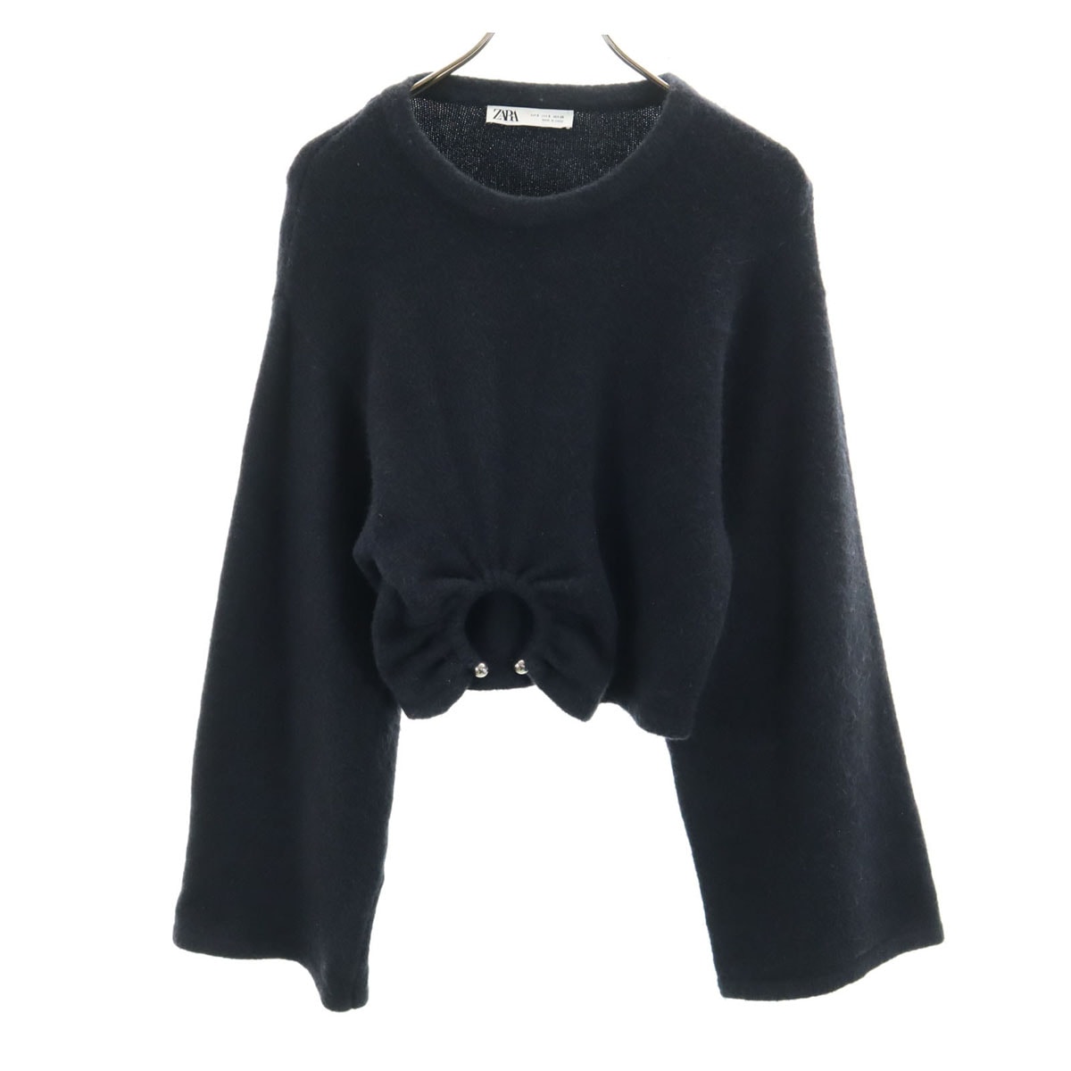 ZARA ザラ 長袖 クロップド セーター S ネイビー ニット