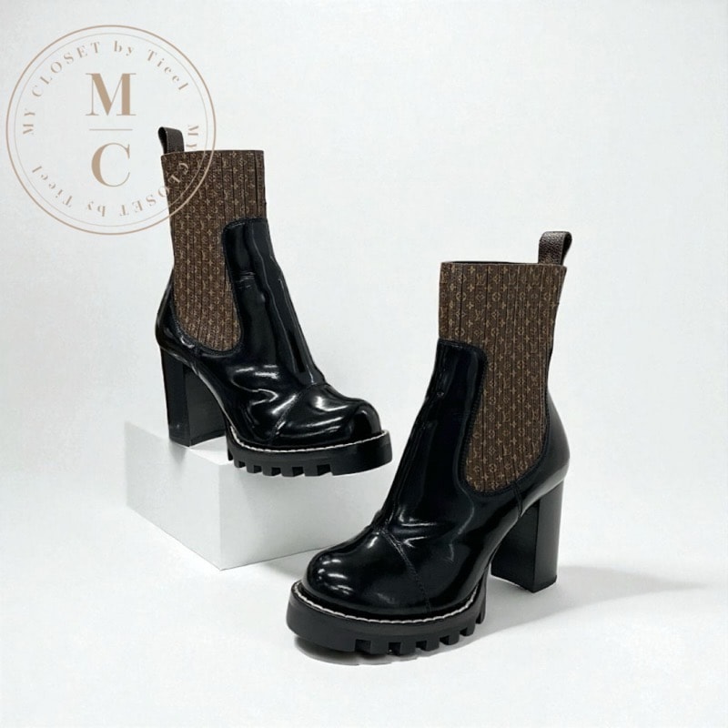ルイヴィトン LOUIS VUITTON スタートレイルライン モノグラム ブーツ ショートブーツ 靴 シューズ レザー ブラウン ブラック アンクルブーツ サイドゴア