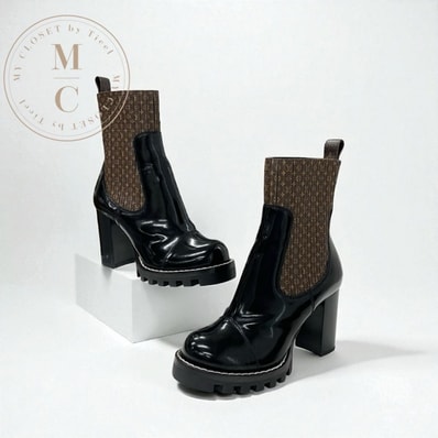 ルイヴィトン LOUIS VUITTON スタートレイルライン モノグラム ブーツ ショートブーツ 靴 シューズ レザー ブラウン ブラック アンクルブーツ サイドゴア