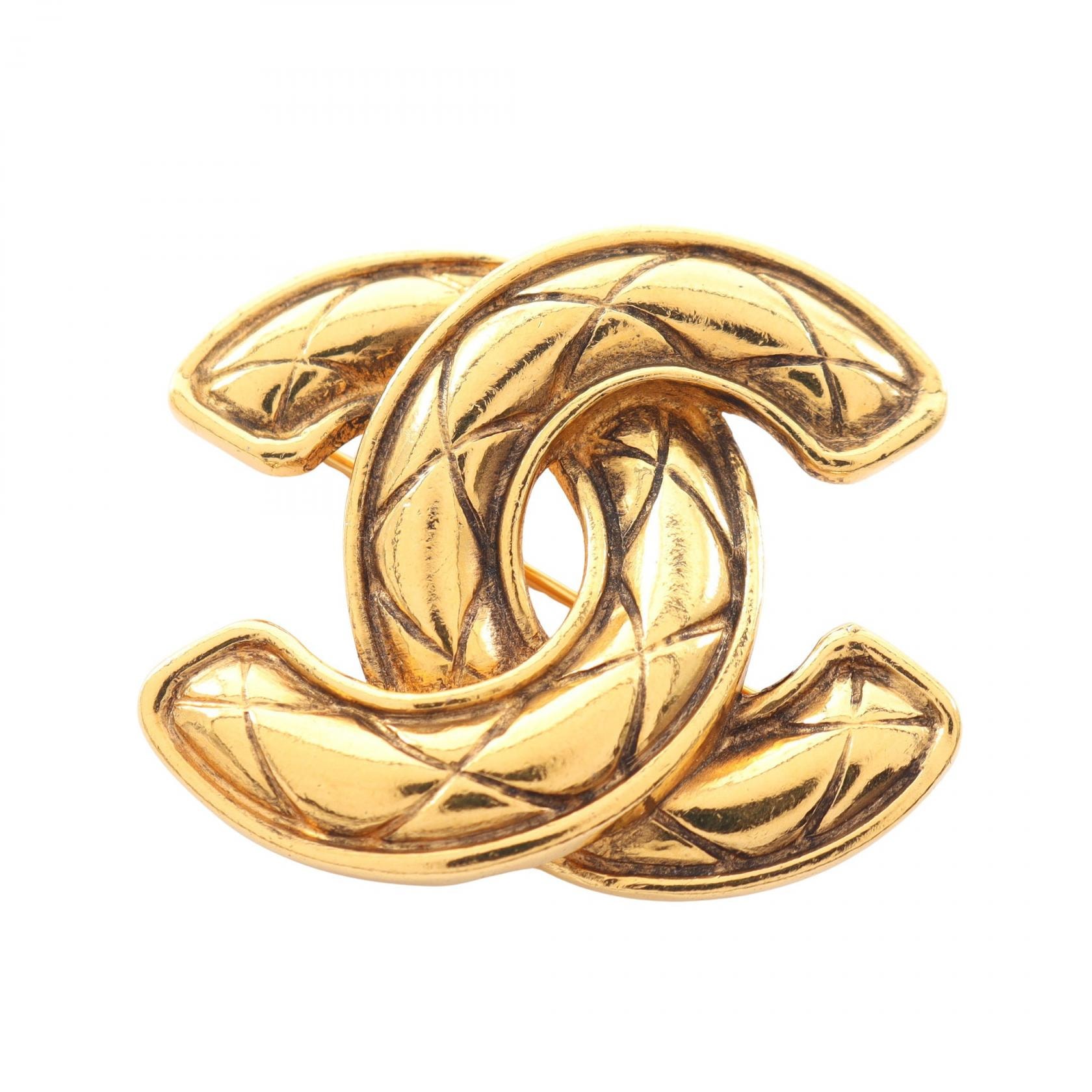 シャネル CHANEL ココマーク マトラッセ ブローチ アクセサリー GP(ゴールドメッキ) レディース ゴールド系 【中古】