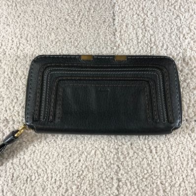 Chloe Women's Marcie Long Zipped Wallet In Grained Calfskin "Black"