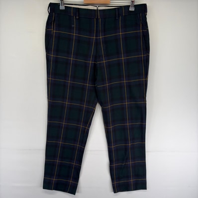 古着 ブルックスブラザーズ Brooks Brothers パンツ ジッパーフライ ウールパンツ 長ズボン w36 ネイビー系 チェック メンズ