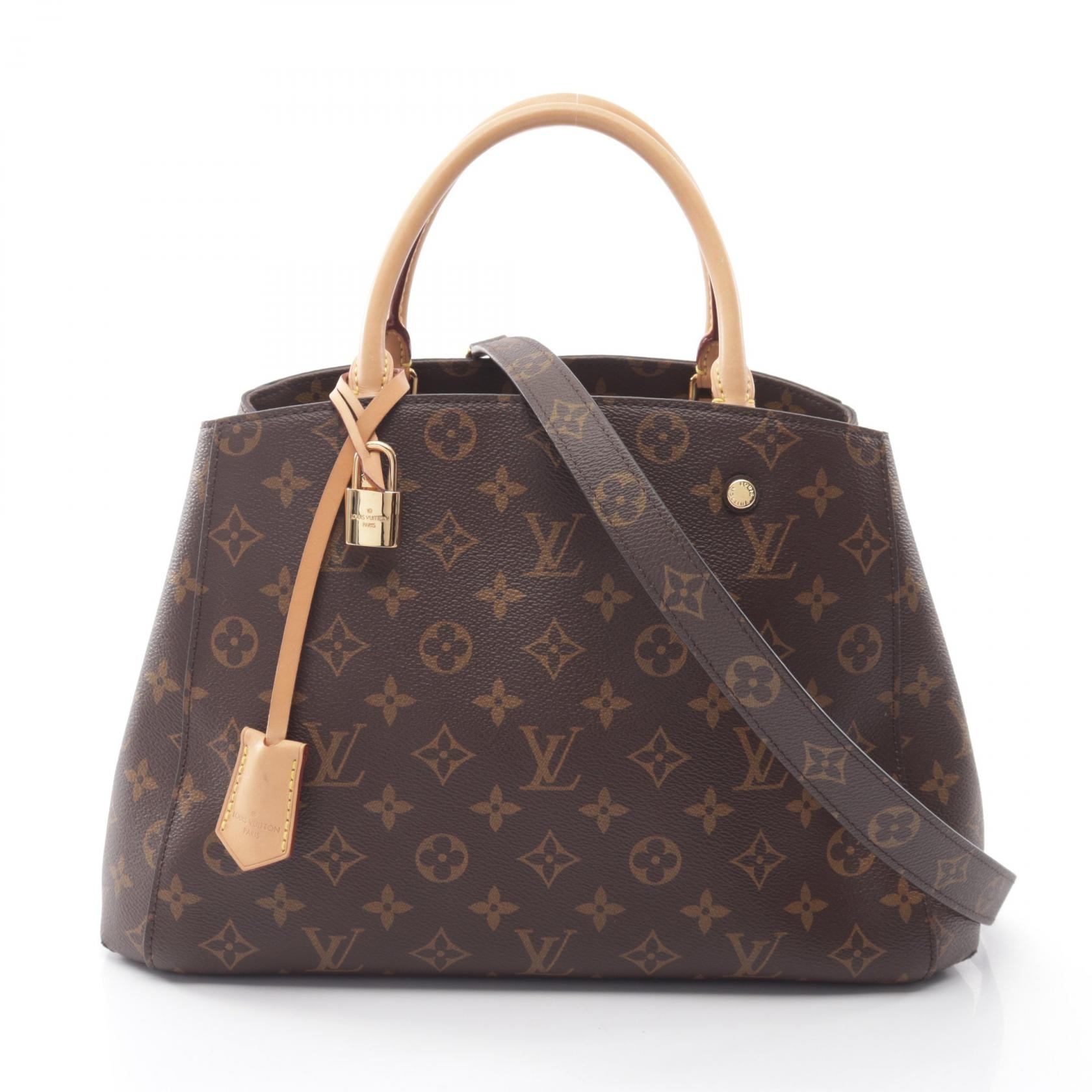 ルイ・ヴィトン LOUIS VUITTON モンテーニュMM モノグラム 2WAY ハンドバッグ バッグ PVCコーティングキャンバス レザー レディース ブラウン系 M41056 【中古】