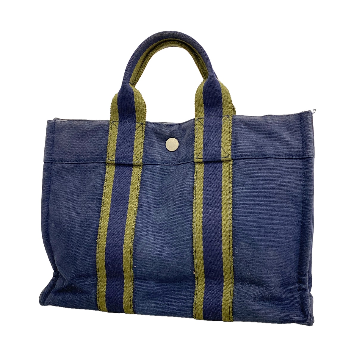 【6hd3512】エルメス ハンドバッグ フールトゥPM キャンバス ネイビー シルバー金具【中古】メンズ レディース ユニセックス