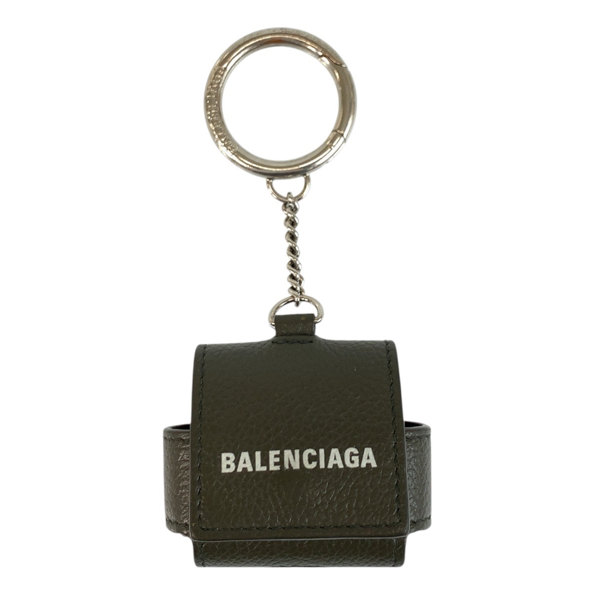 美品 BALENCIAGA バレンシアガ Cash グレー ブラウン シルバー金具 レザー エアポッズケース AirPodsケース 男女兼用 506217 【中古】
