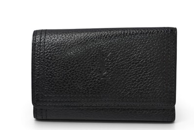 イヴ サンローラン YSL キーケース ヴィンテージ Yves Saint Laurent レザーブラック/ゴールド【中古】