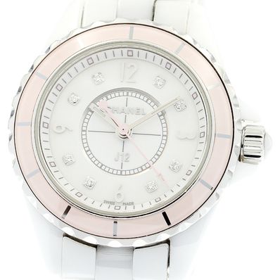 シャネル J12 ソフトピンク 8Pダイヤ H4466 レディース 【中古】