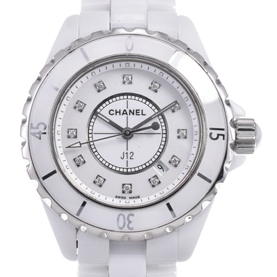 シャネル CHANEL H1628 J12 ホワイトセラミック 12Pダイヤモンド ホワイト クォーツ レディース 腕時計 Q#148901
