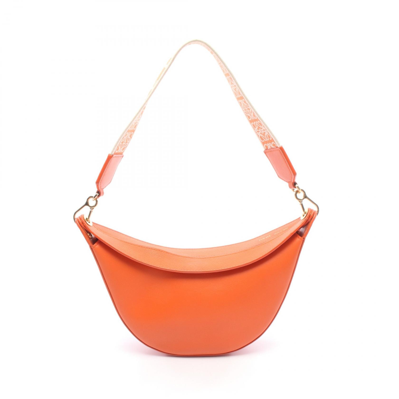 ロエベ LOEWE ルナ SMALL ショルダーバッグ バッグ レザー レディース オレンジ系 【中古】