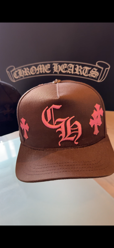 Chrome Hearts CH Hat Cross Patch Baseball Cap "Brown/Pink"