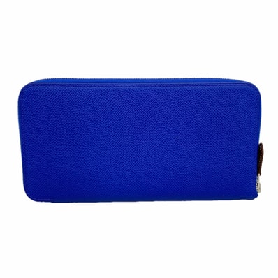 【6ie6429】エルメス 長財布 アザップロングシルクイン ヴォーエプソン ブルーフランス シルバー金具 U刻印【中古】メンズ レディース ユニセックス