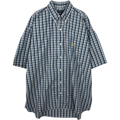 古着 ラルフローレン Ralph Lauren BLAKE 半袖 ボタンダウン チェックシャツ メンズXL相当/eaa644873