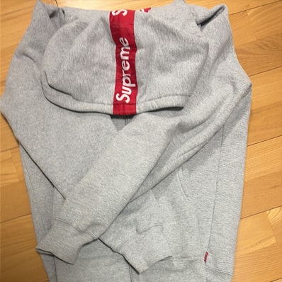 Supreme Logo Tape Zip Up Hooded Sweatshirt "Grey"