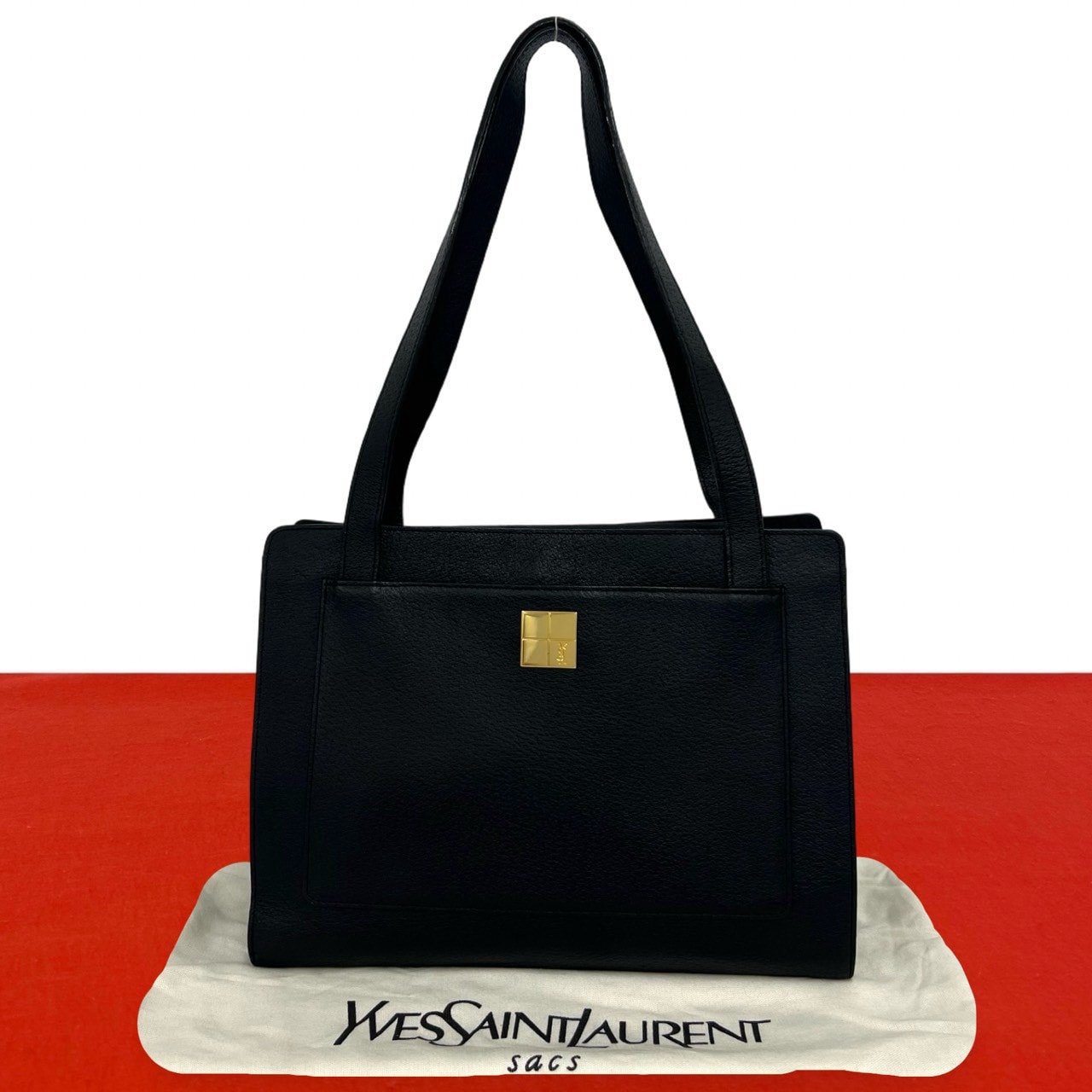 YVES SAINT LAURENT イヴ・サンローラン YSL ロゴ 金具 レザー トートバッグ ブラック
31388