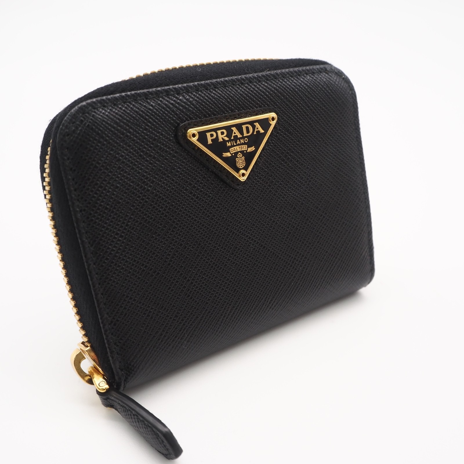 美品 PRADA プラダ サフィアーノ トライアングルロゴ コインケース 2MM003_QHH コインケース ブラック サフィアーノ レディース