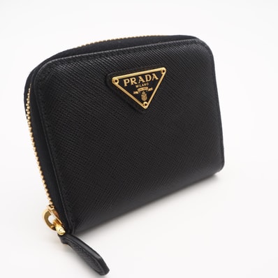 美品 PRADA プラダ サフィアーノ トライアングルロゴ コインケース 2MM003_QHH コインケース ブラック サフィアーノ レディース