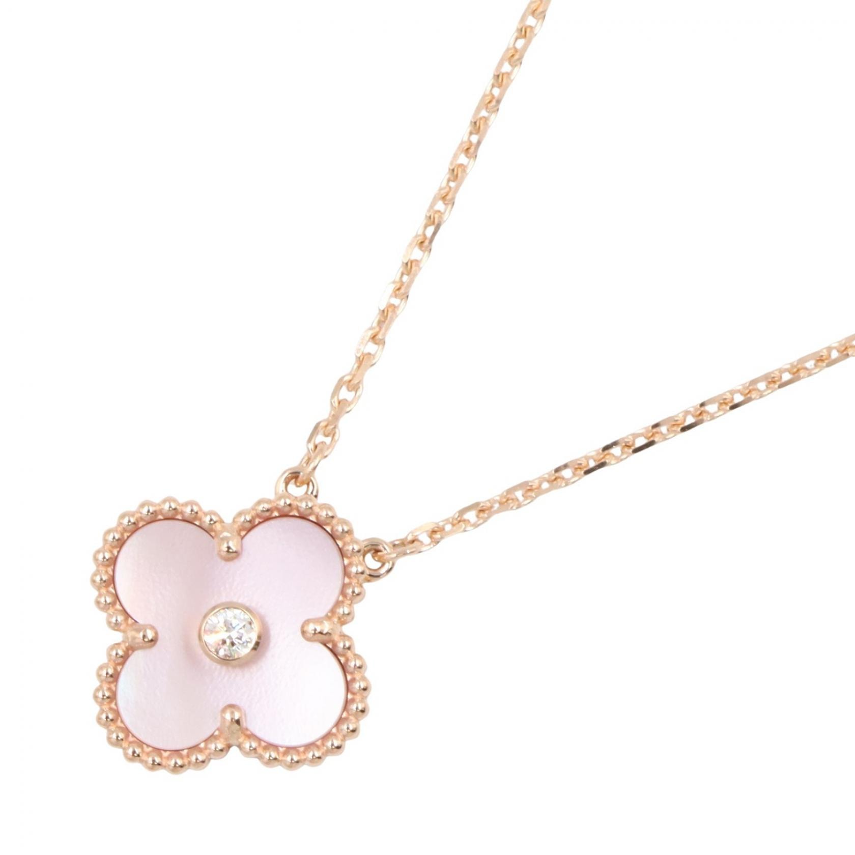 ヴァンクリーフ&アーペル Van Cleef & Arpels ヴィンテージアルハンブラ ピンクマザーオブパール 1PD ネックレス ジュエリー K18PG(ピンクゴールド) ダイヤモンド ピンクマザーオブパール レディース ゴールド系