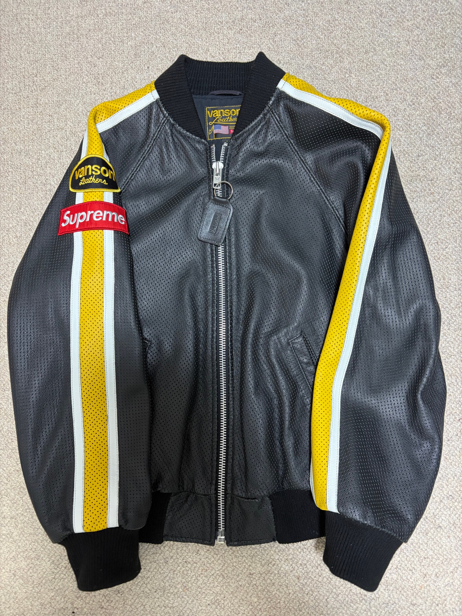 Supreme x Vanson Leathers Perforated Bomber Jacket "Black"