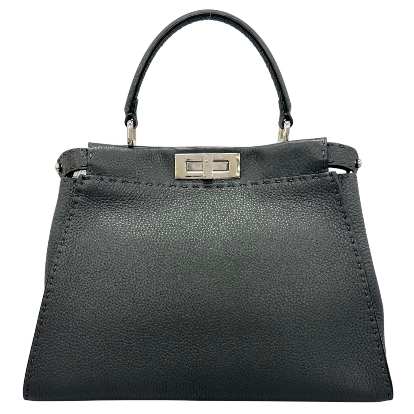 美品 FENDI フェンディ ピーカブー 8BN290 ハンドバッグ レザー グレー レディース【中古】