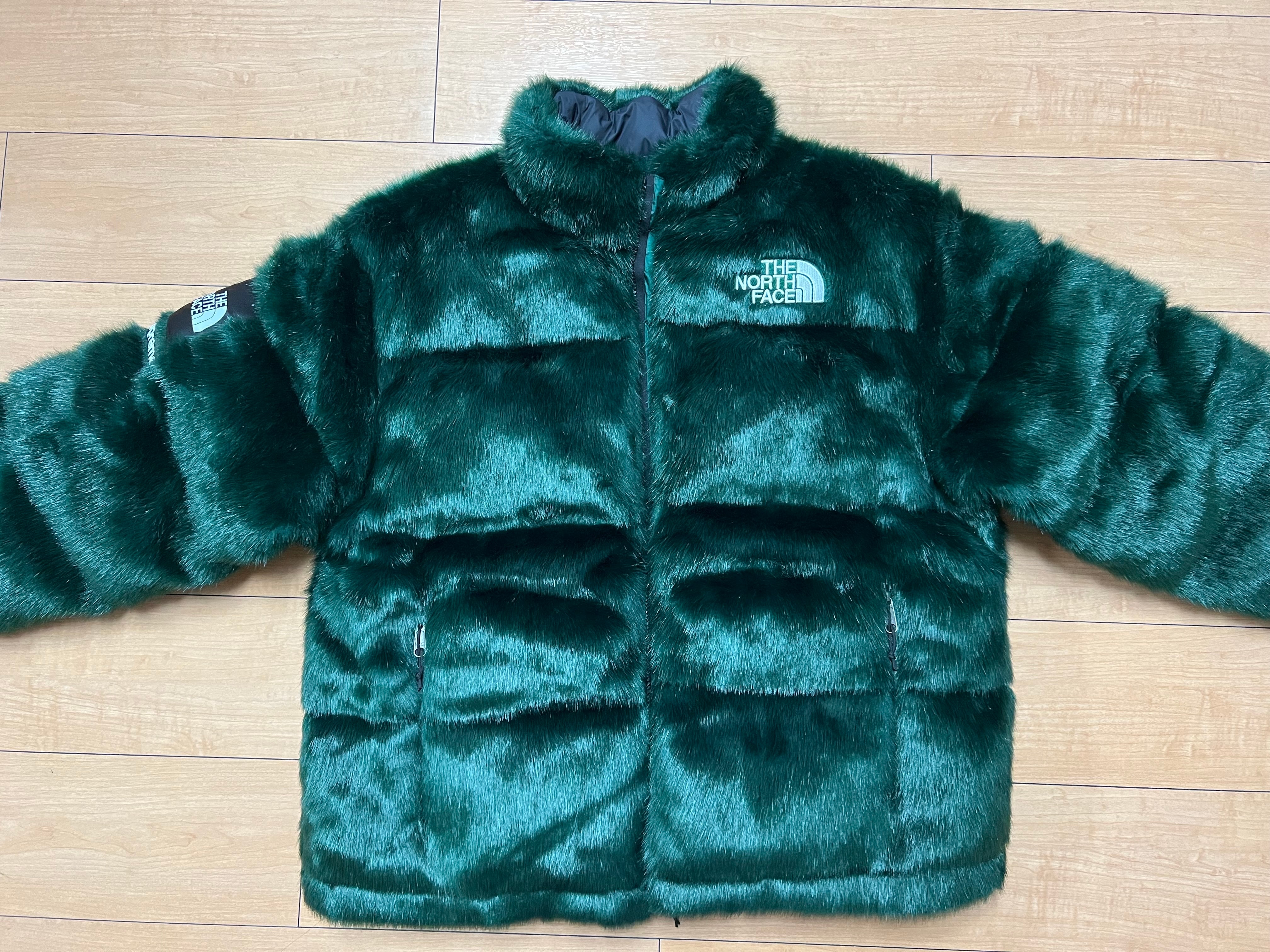 Supreme x The North Face Faux Fur Nuptse Jacket "Green"