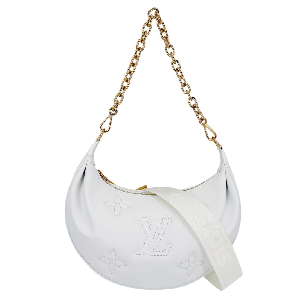 LOUIS VUITTON ルイヴィトン 2WAY モノグラム オーバー ザ ムーン ショルダーバッグ ハンドバッグ バブルグラム M59959 レザー    ホワイト 白 ゴールド金具 レディース【中古品】