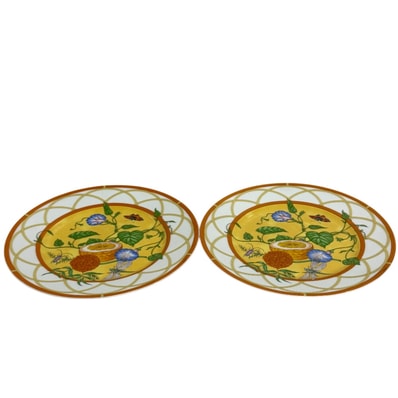 エルメス HERMES 食器 シエスタ プレート 22cm 2枚セット まとめて ブランド食器 お皿 中皿 フルーツ 花柄 オレンジ