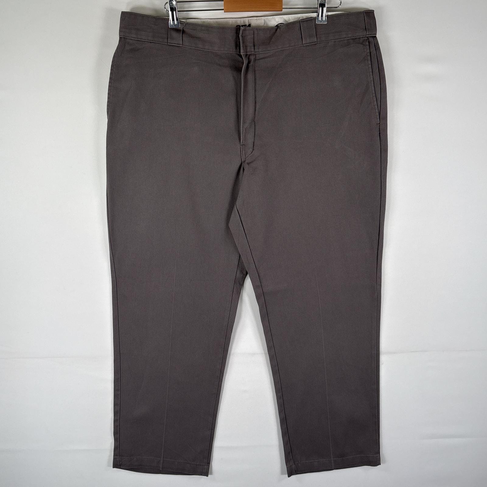 古着 ディッキーズ Dickies ワークパンツ 874 テーパード ジップ チノパン ワンポイントロゴ 作業着 グレー メンズ