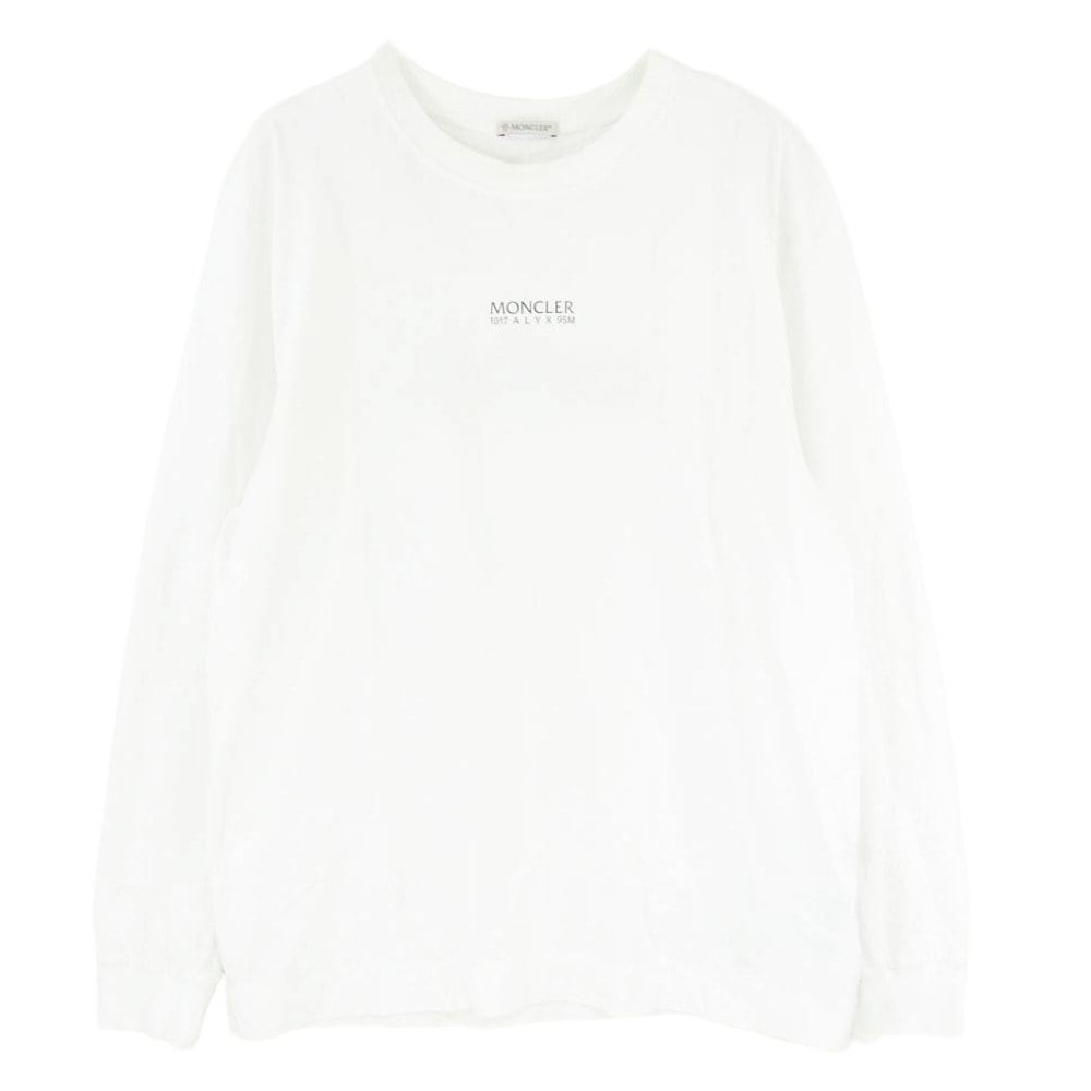 MONCLER モンクレール G209Y8D00002 829KY × 1017 ALYX 9SM アリクス モンクレールジャパンタグ T-SHIRT M-LUNGA STAMPATA ロゴプリント 長袖 カットソー Tシャツ ホワイト系 L【中古】