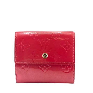 ルイヴィトン LOUIS VUITTON 三つ折り財布 モノグラムヴェルニ ポルトモネ ビエ カルトクレディ Wホック M91248 ピンク