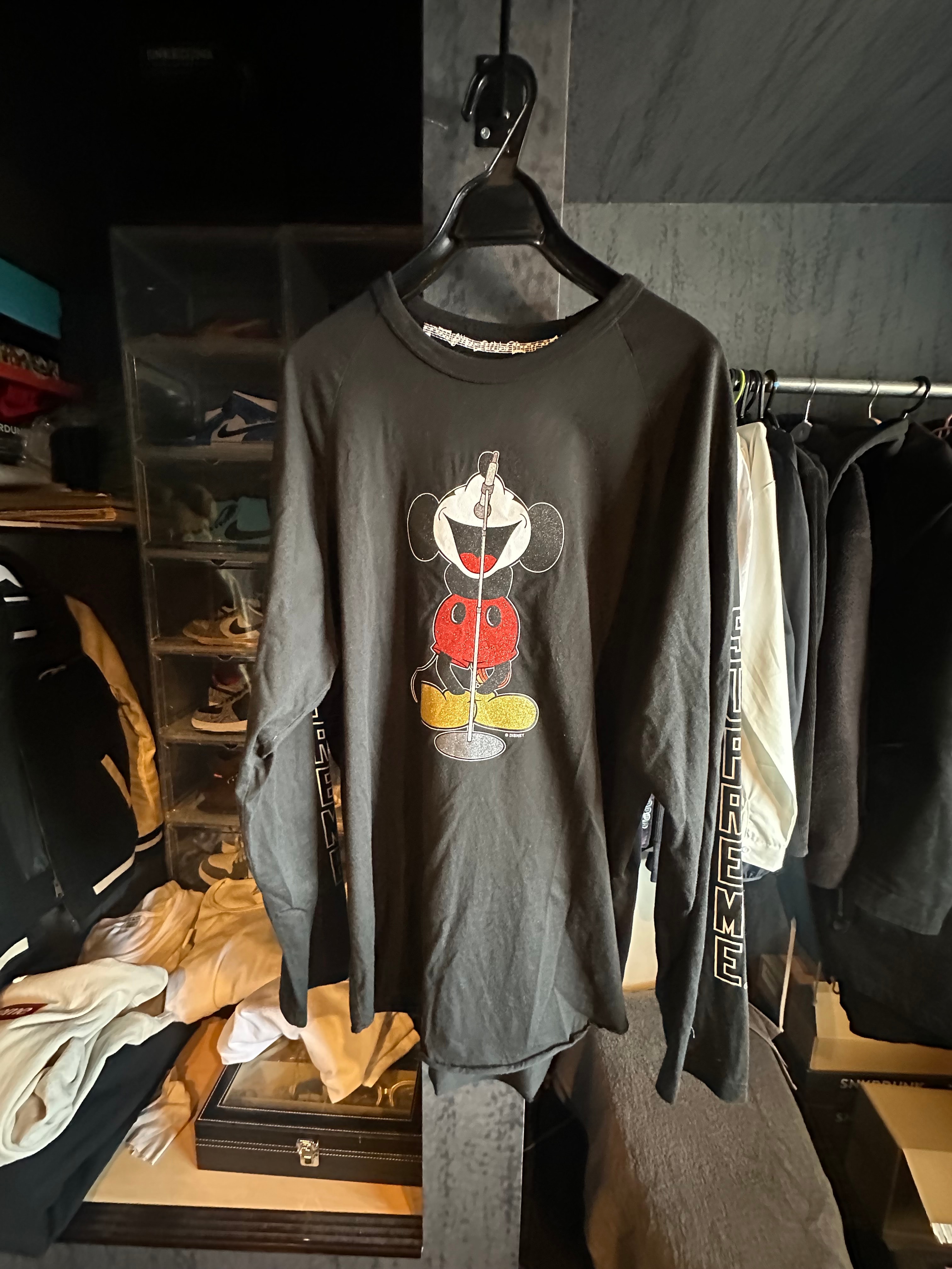 Supreme x Number (N)ine x Mickey Mouse Raglan L/S Top "Black"