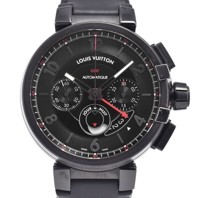 ルイ・ヴィトン LOUIS VUITTON Q1058 タンブール エボリューション GMT クロノグラフ 自動巻き メンズ 箱・保証書付き 腕時計 O#148926