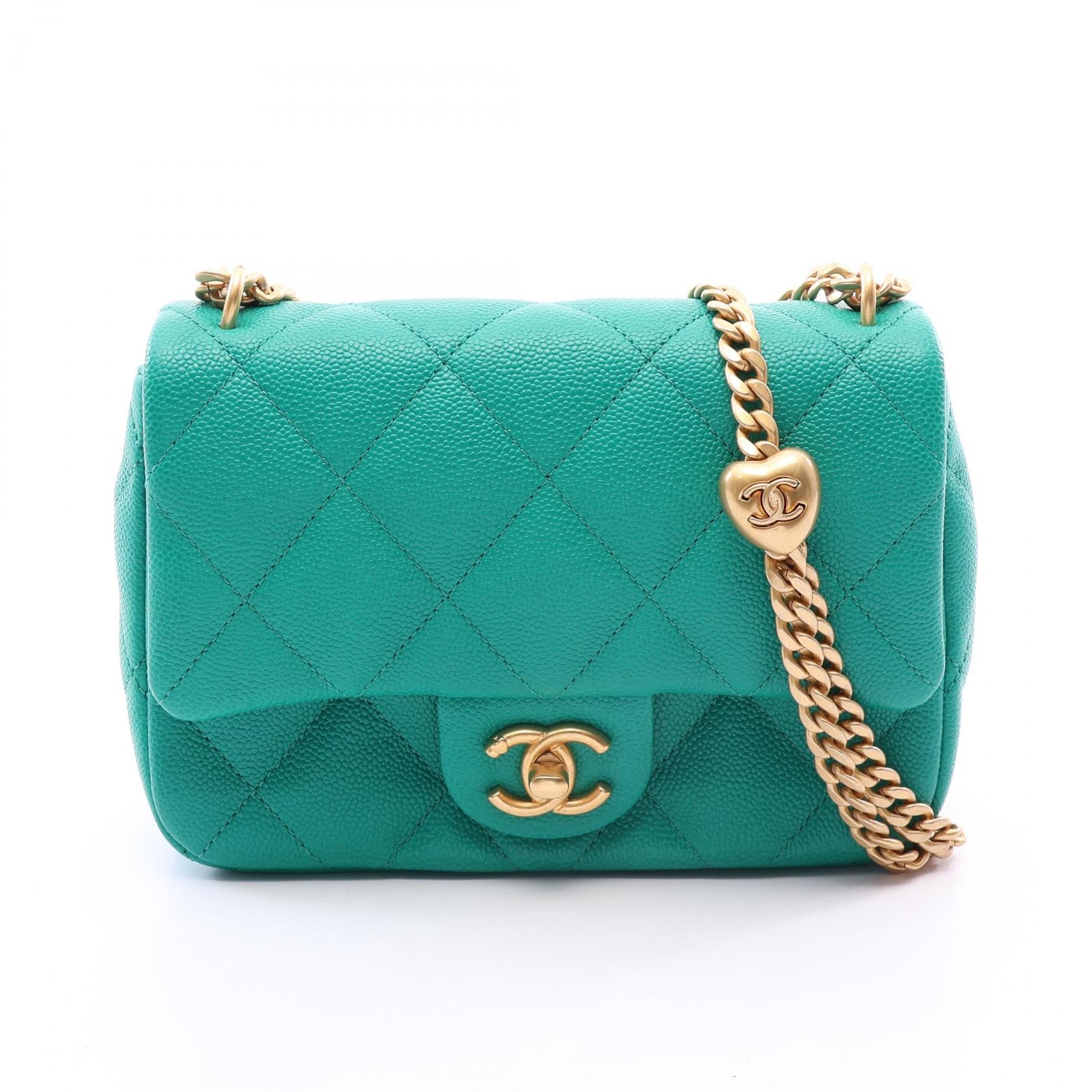 シャネル CHANEL マトラッセ ショルダーバッグ バッグ キャビアスキン(グレインドカーフ) レディース グリーン系 AS3828 【中古】