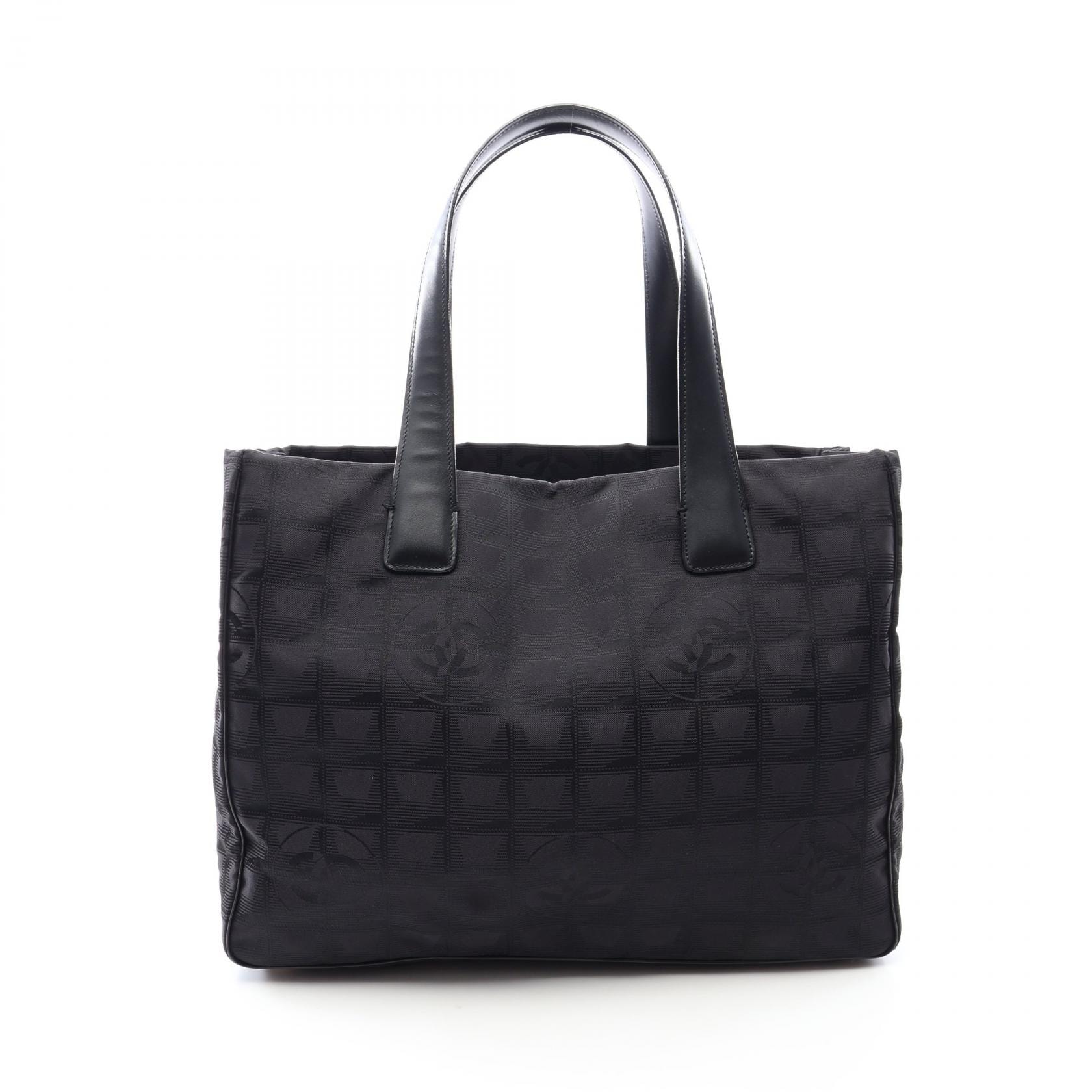 シャネル CHANEL ニュートラベルラインMM トートバッグ バッグ レザー ナイロンキャンバス レディース ブラック系 A15991 【中古】